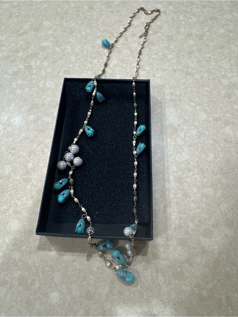Nordstrom Turquoise Bead and Silver Link Women's Necklace